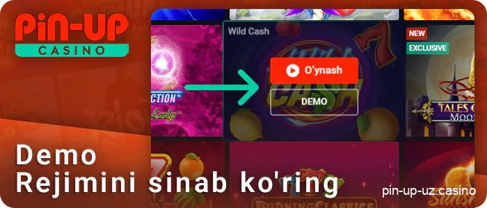 PIN Up veb-saytida demo rejimda uyani oching va sinab ko'ring