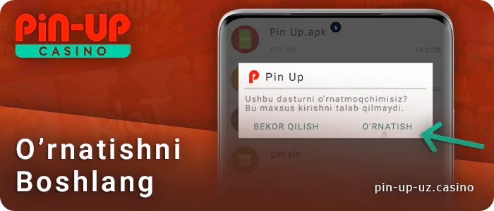 Android telefoningizda PIN Up Casino ilovasini o'rnatishni tasdiqlang